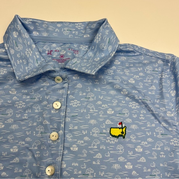 Masters Magnolia Lane Blue White Icons Performance Tech Polo Womens Medium - Picture 1 of 11